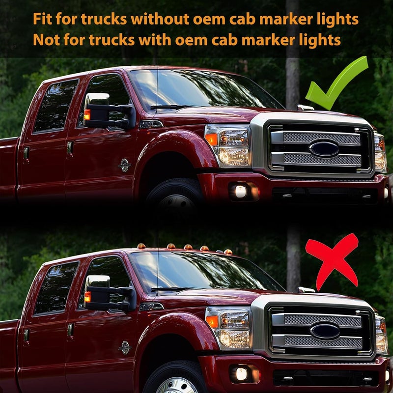 DERMOKA أضواء علامة السقف العلوية LED باللون البرتقالي لسيارات البيك أب F250 F350 F450 F550 سوبر ديوتي من 1999-2016، 5 قطع (أسود مدخن) - Image 4